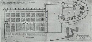 Plan der umschlossenen Gärten und Schloss Gaillon, aus 