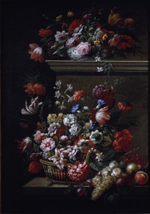 Stilleben av blomster (olje på lerret) av J B and Bogdany Jakob Monnoyer