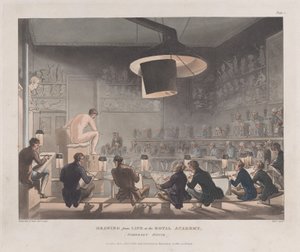 Tegning fra livet ved Royal Academy, Somerset House, 1. januar 1808., 1. januar 1808.