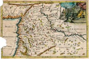 Map of Syria, after the death of Alexander the Great   1155779   no       norwegian Successfully Translated  Original: De exercitie met schild en spies: de soldaat staande in rust met het schild op de rug (nr. 27), 1618 De Nassausche Wapen-Handelinge, van  av J Blundell