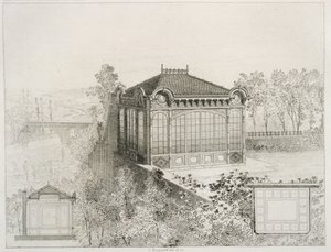 Planer og forhøyning av en hagepaviljong, ca. 1880