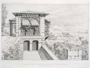 Dampbad, observatorium over, fra et volum av design av forskjellige arkitekter, pub. Morel & Cie, Paris, ca. 1880
