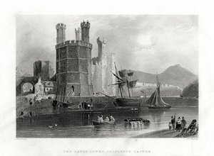 Ørnetårnet, Carnarvon Castle, Caernarfon, Nord-Wales, 1860