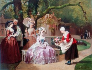 Keiserinne Eugenie overrakt bukett av bondepike av J Carand