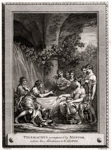 Telemachus akkompagnert av Mentor, forteller sine eventyr til Calypso, 1774