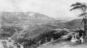 Utsikt fra Box Hill, mot Norbury, Surrey, 1800-tallet.
