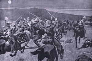 Moonlight charge of the 19th Hussars nr Steenkampsberg , illustrasjon fra After Pretoria: The Guerilla War