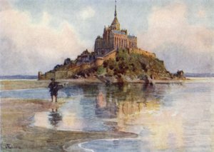Mont St Michel fra Tombelaine, Evening (farge litho)