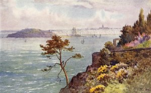 St Servan og Embouchure of the Rance fra Vicomte (farge litho)