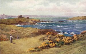 The Golf Links between St Lunaire og St Briac, St Cast in the Distance (farge litho)