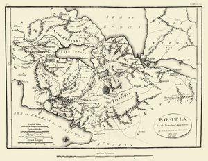 Kart over det gamle Boeotia av J. J. Barthélemy