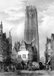 Malines Mechelen-katedralen, Antwerpen, Belgia, 1800-tallet.