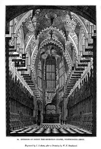 Interiør av Henry VII Chapel, Westminster Abbey, 1843