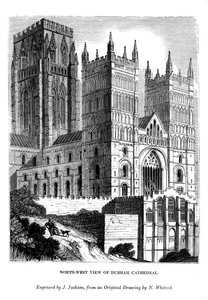 Nordvest-utsikt over Durham Cathedral, 1843 av J. Jackson