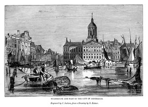 Stadthouse og en del av byen Amsterdam, 1843
