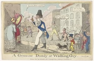 Spotprent av dandy på Guy Fawkes Day En ekte Dandy eller Walking Guy (tittel på objekt) av J. Lewis Marks