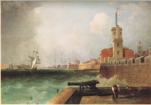 Inngang til Portsmouth havn 1846 av J. Lynn