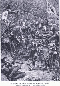 Charge of the Scots at Halidon Hill, fra Cassells History of the British People utgitt av Waverley Book Company Limited, ca. 1940 av J McLaren Ralston