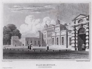 Badminton, Gloucestershire (gravering) av John Preston Neale
