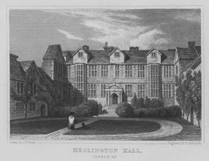 Heslington Hall, Yorkshire (gravering) av John Preston Neale