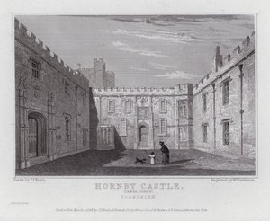 Hornby Castle, Inner Court, Yorkshire (gravering) av John Preston Neale