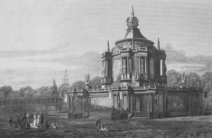 Temple of Concord, i Green Park, Middlesex, slik det så ut 1. august 1814 (gravering) av John Preston Neale