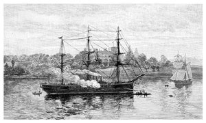 Government House og HMS Nelson, Sydney, New South Wales, Australia, 1886.