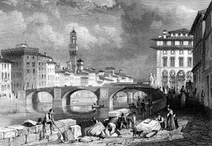 Ponte Santa Trinita, Firenze, Italia, 1800-tallet.