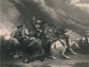 Sir William Russell i slaget ved Zutphen, 1586, c1830-årene. av J. Rogers