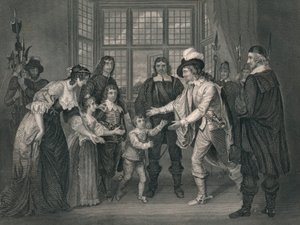 Intervjuet av Charles I med sine barn, 1649, tidlig på midten av 1800-tallet. av J. Rogers