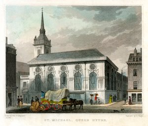 Church of St Michael Queenhithe, City of London, 1831.