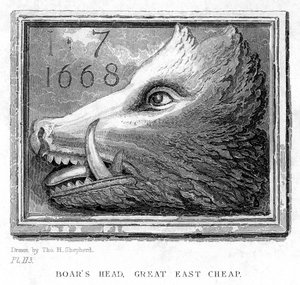Inn-skilt fra Boars Head Tavern, Eastcheap, London, 1800-tallet.