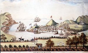 Utsikt over Ilfracombe, Devon, 1842 (penn og wc) (par 72970) av J Walters