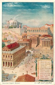Forum Romanum, det gamle Roma (farge litho)