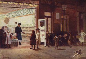 Markedsføring på lørdag kveld (farge litho) av J. Williamson