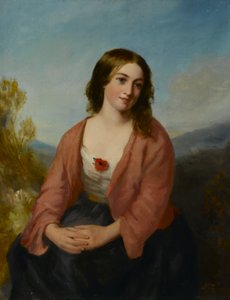 Ung kvinne i en rosa kjole, midten av 1800-tallet av J. or H. Stannier