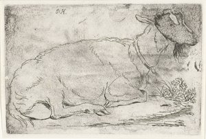 Liggende geit av Jabes Heenck (signed by artist)