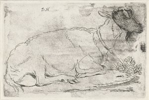 liggende geit av Jabes Heenck (signed by artist)