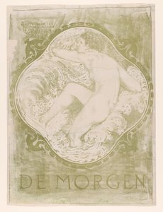 Naken kvinne i bølgene De Morgen / Skisse for et veggmaleri i Vooruit Purmerend-bygningsarkitekten J.J.P. Gammel. (tittel på objekt)