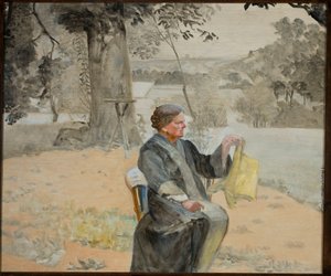 Portrett av søsteren Helena i hagen av Jacek Malczewski