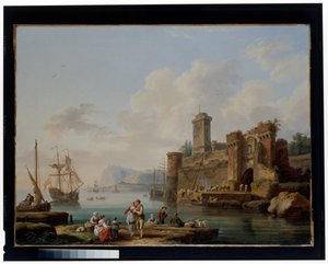 En havnescene av Jacob Philippe Hackert