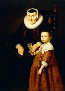 Portrait of a Lady, 80 år med en jente, 6 år, trekvartlengde, ca. 1632-33