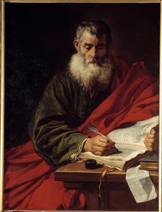 Saint Paul-skriving. Maleri av Jacob Adriaensz Backer (1608-1651) Ec. Hol.