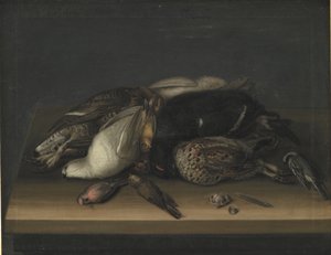 Villfugl på et trebord av Jacob Biltius