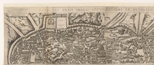 Plattegrond av Rome ti tide van keizer Augustus (bovenste blad) (tittel på objekt) Skulpturer fra det gamle Roma fra spor av ødelagte bygninger (tittel på objekt) av Jacob Bos