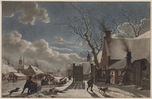 Vinternatt i en nederlandsk by, 1797.