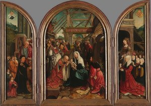 Tilbedelse av magiene. 1517 av Jacob Cornelisz van Oostsanen