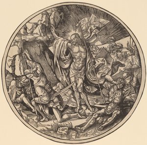 Oppstandelsen og de hellige kvinner på vei til Kristi grav av Jacob Cornelisz van Oostsanen