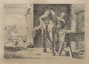 Figur med en hest ved en krybbe Seks trykk etter tegninger av forskjellige mestere (serietittel på objekt)