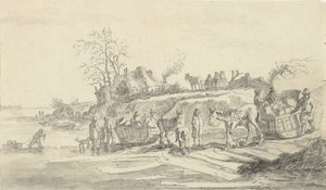 Aking ved bredden av en frossen elv av Jacob Ernst Marcus